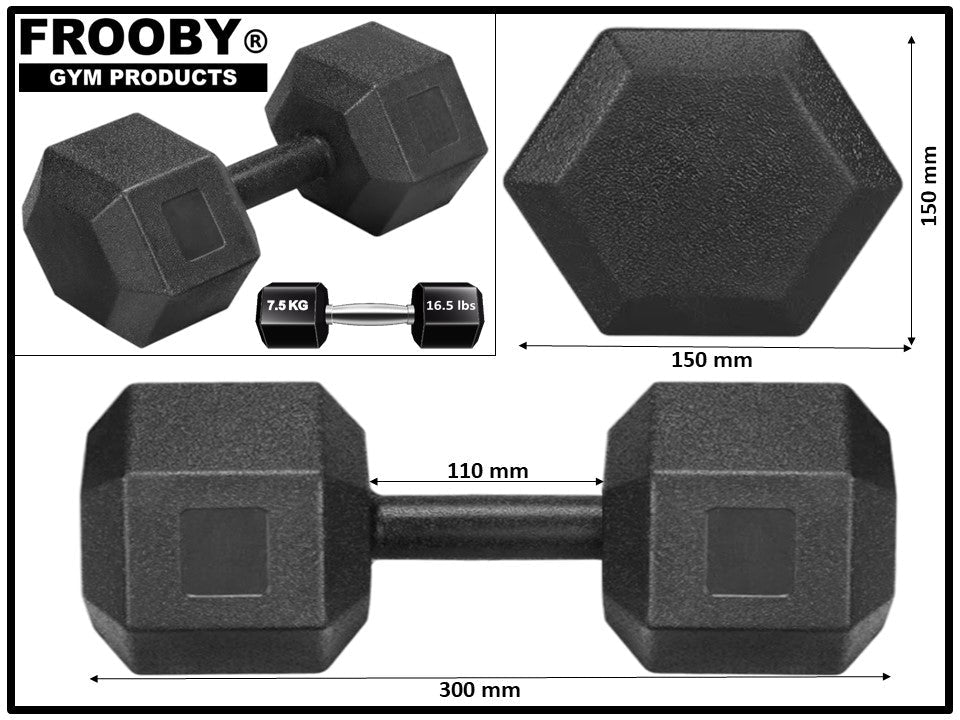 2KG - 10KG Concrete Hex Dumbbells Weight Pairs FROOBY