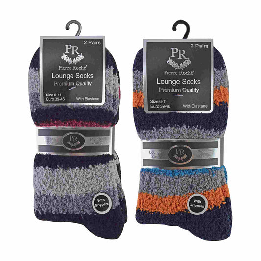 4 Pack Mens Cosy Soft Fluffy Slipper Bed Socks with Grips