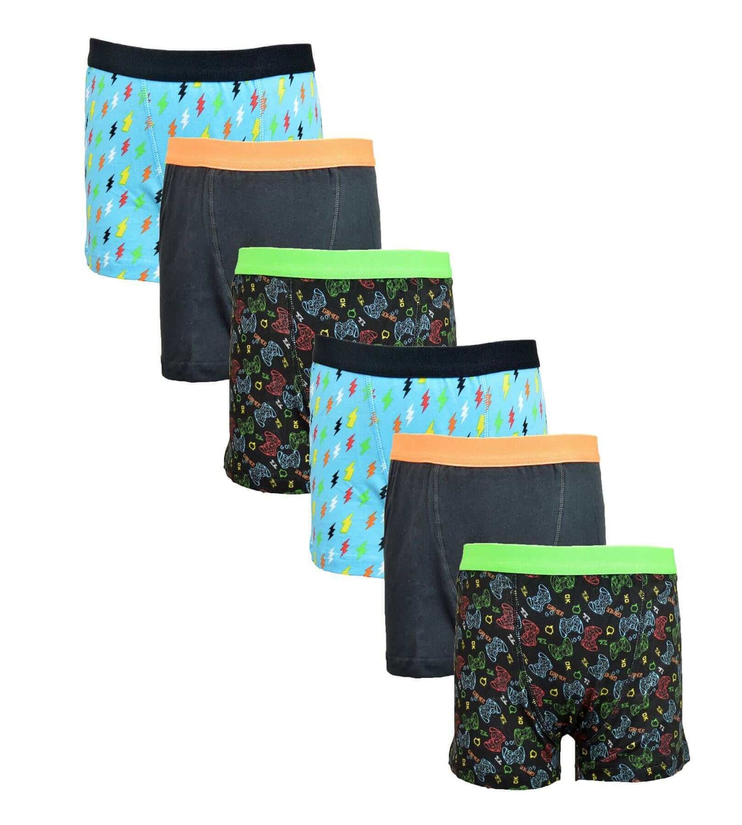 6 Pack Boys Cotton Stretch Trunks Boxer Shorts Comfortable Waistband Assorted Styles Breathable Underwear Sizes 5-13 Durable Moisture-Wicking by Sock Stack
