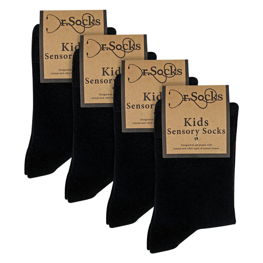 4 Pack Kids Boys Girls Bamboo Sensory Socks Soft Breathable Comfort Fit
