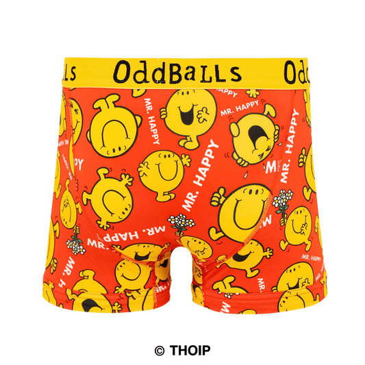 OddBalls Mr Happy - Mr Men - Mens Cotton Boxer Shorts