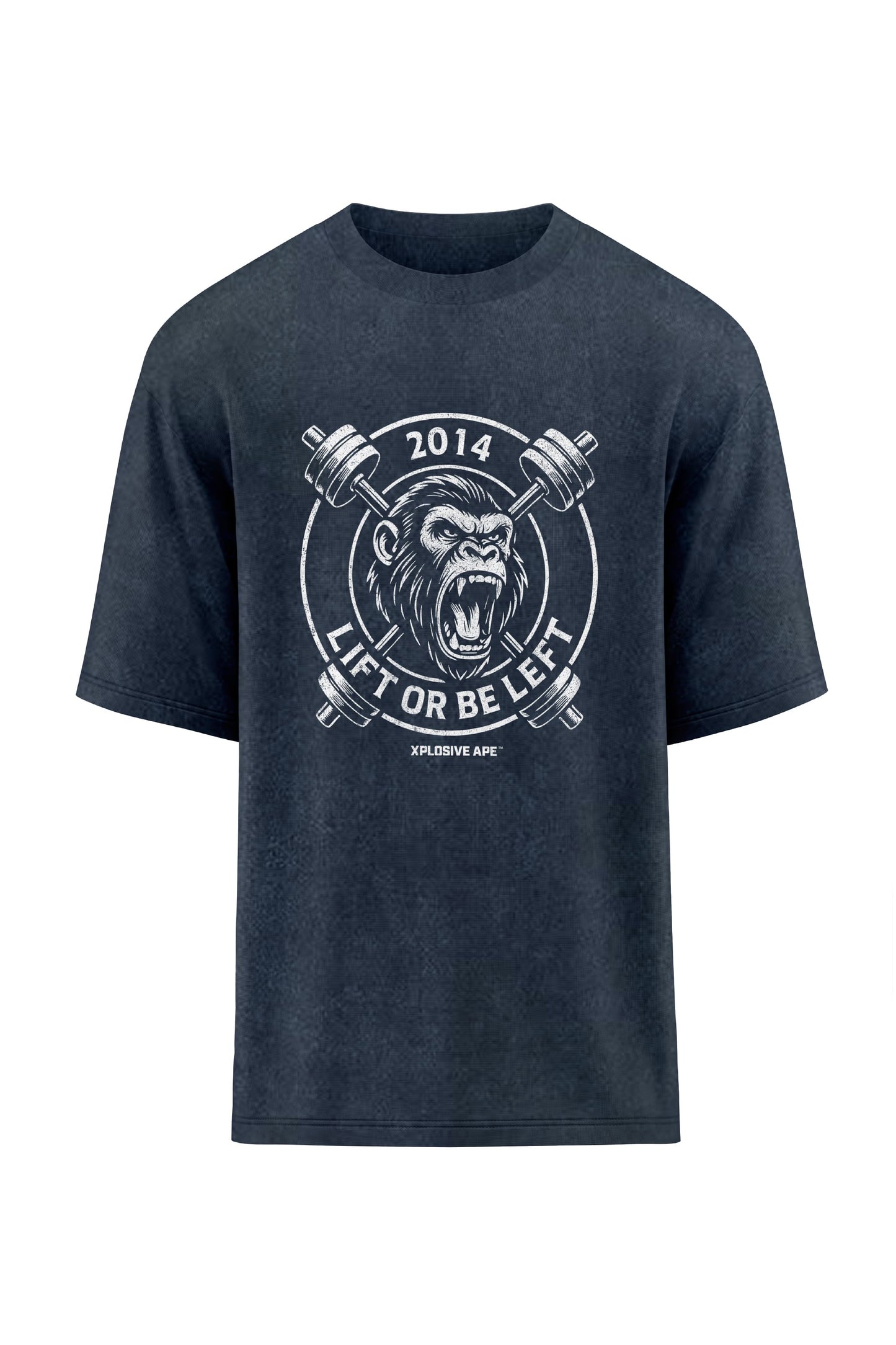 XAPE Lift Or Be Left Oversized Tee - Acid Wash Black Xplosive Ape