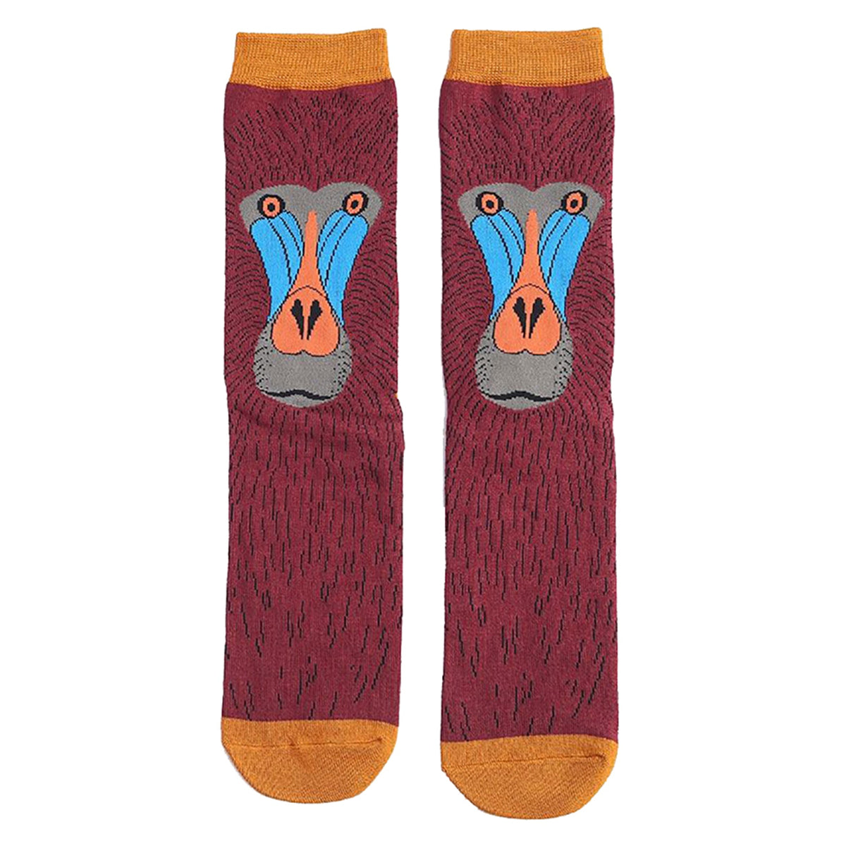 1 Pack Mens Novelty Oxblood Coloured Baboon Bamboo Socks
