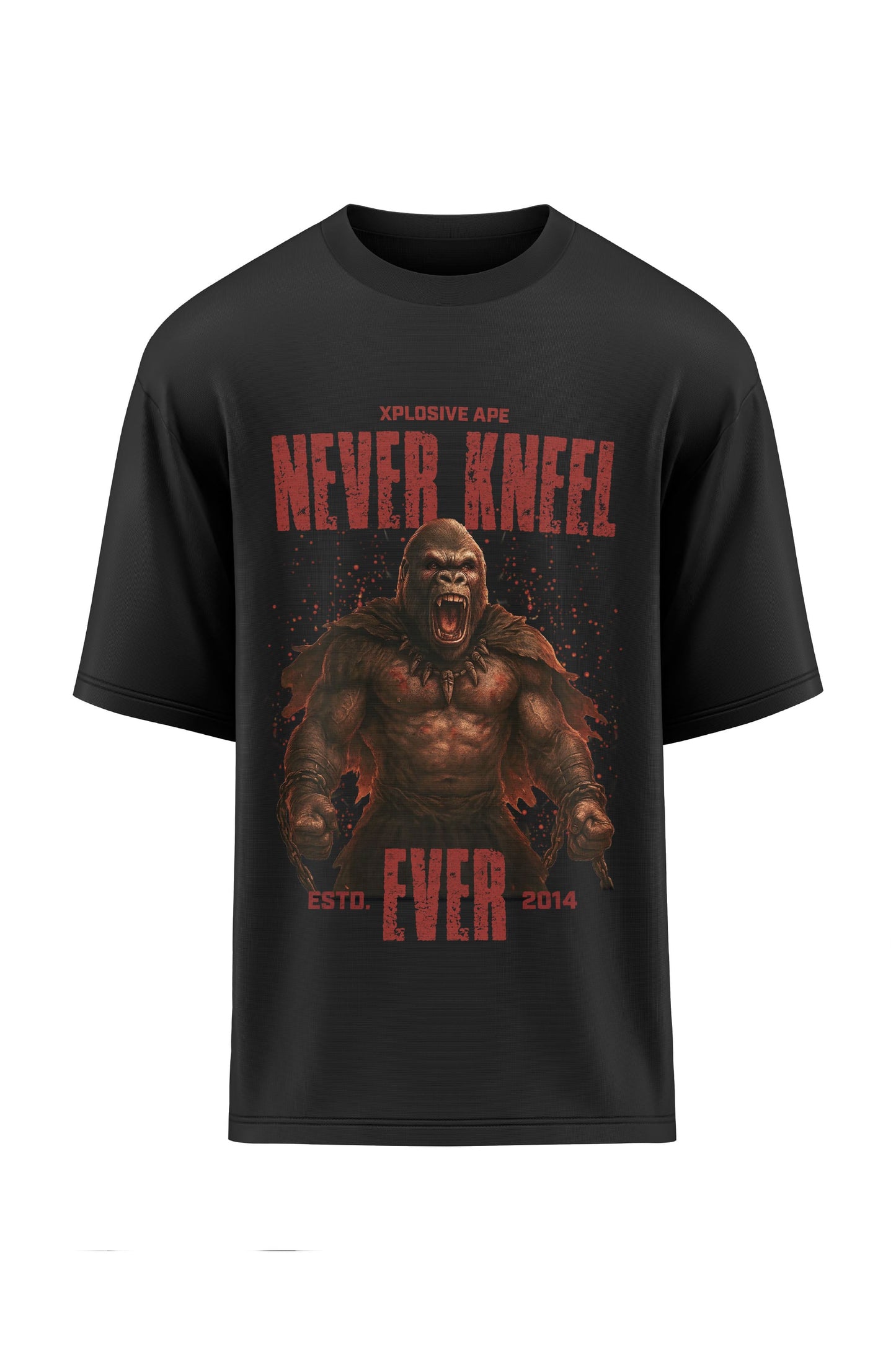 XAPE Never Kneel Oversized Tee - Black Xplosive Ape