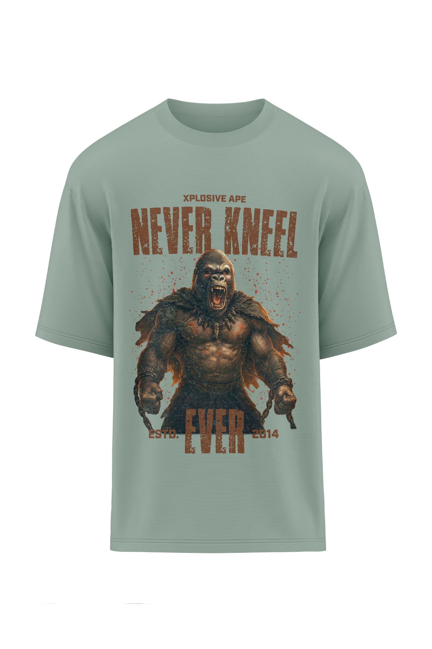 XAPE Never Kneel Oversized Tee - Sage Xplosive Ape