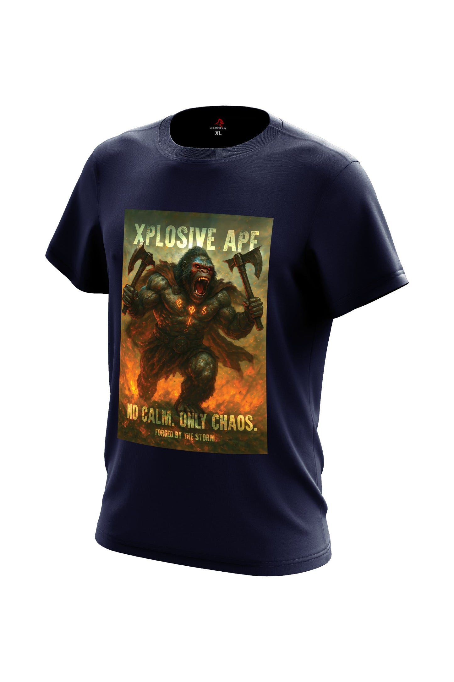 XAPE No Calm Only Chaos Tee - Navy Xplosive Ape