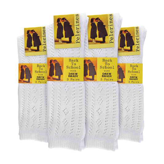 12 Pair Soft Cotton Rich Knee High White Uniform Kids Socks for School