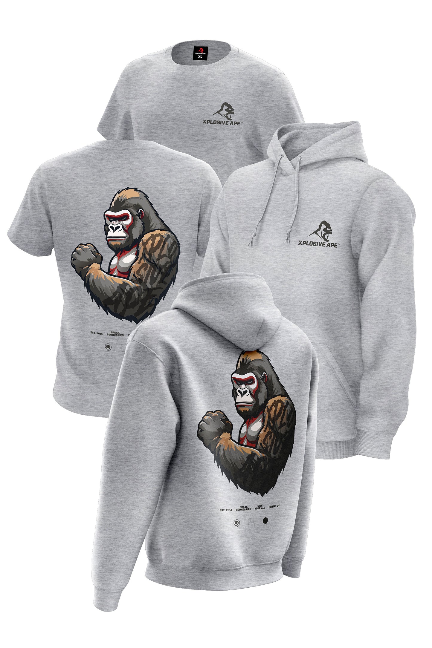 XAPE Powerhouse V3 Hoodie & Tee Combo - Sports Grey Xplosive Ape