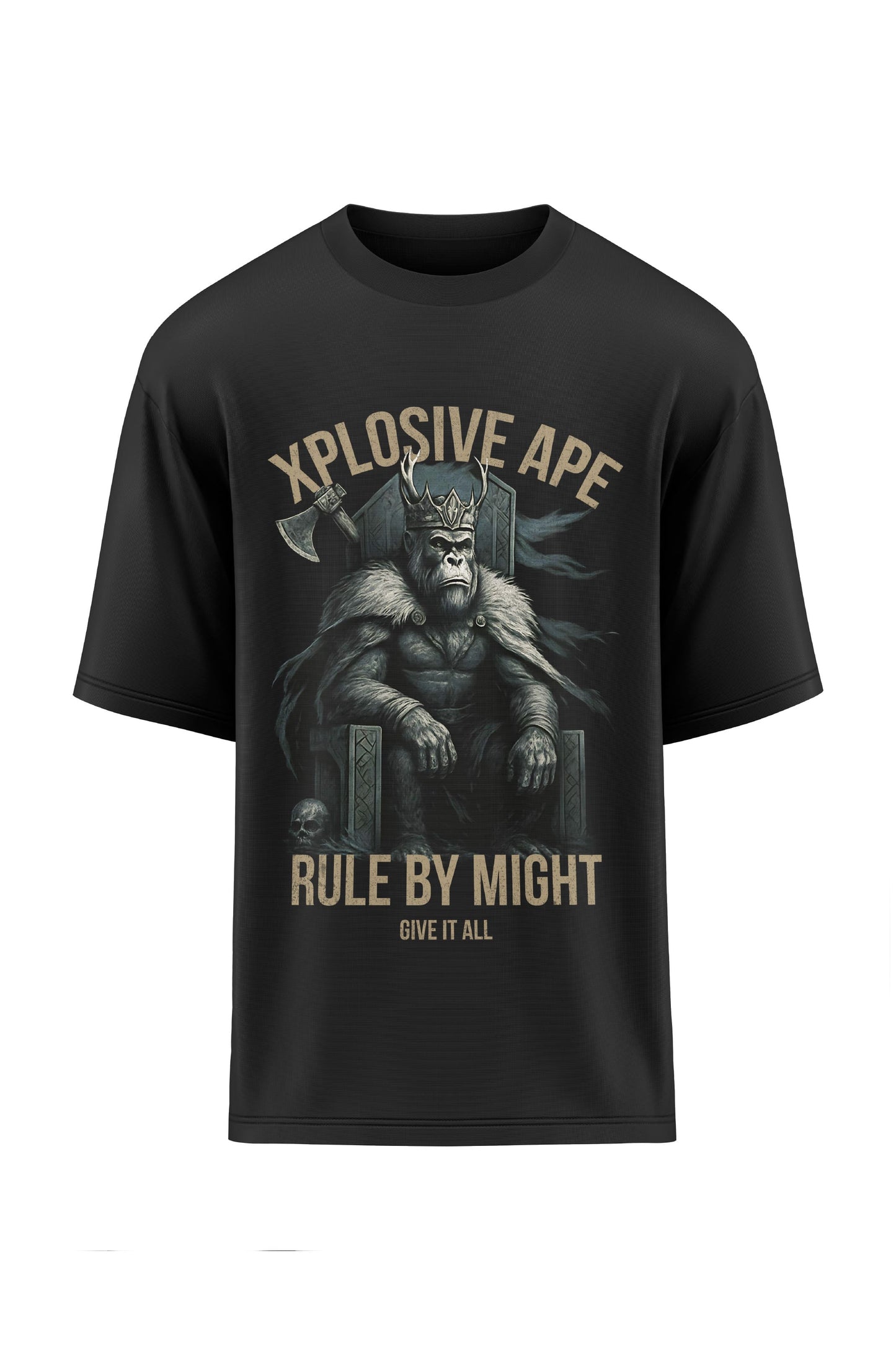 XAPE Rule By Might Oversized Tee - Black Xplosive Ape