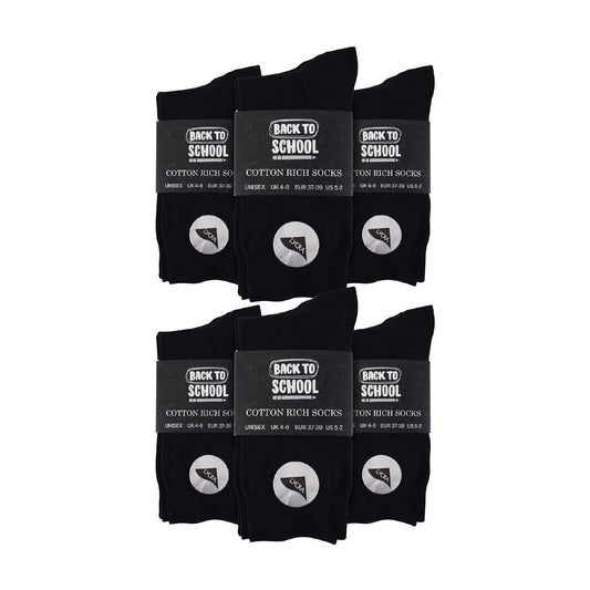 12 Pair Plain Kids School Soft Breathable Cotton Rich Socks