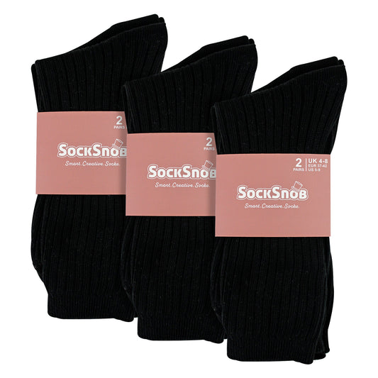 Ladies 6 Pack 100% Cotton Breathable Soft Socks