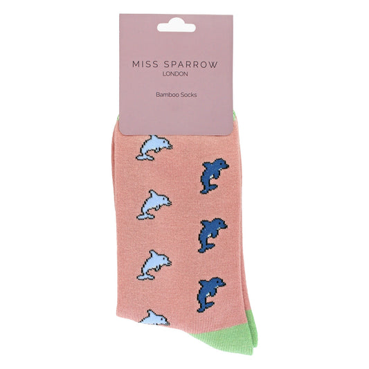 Ladies Dolphins Novelty Patterned Bamboo Socks