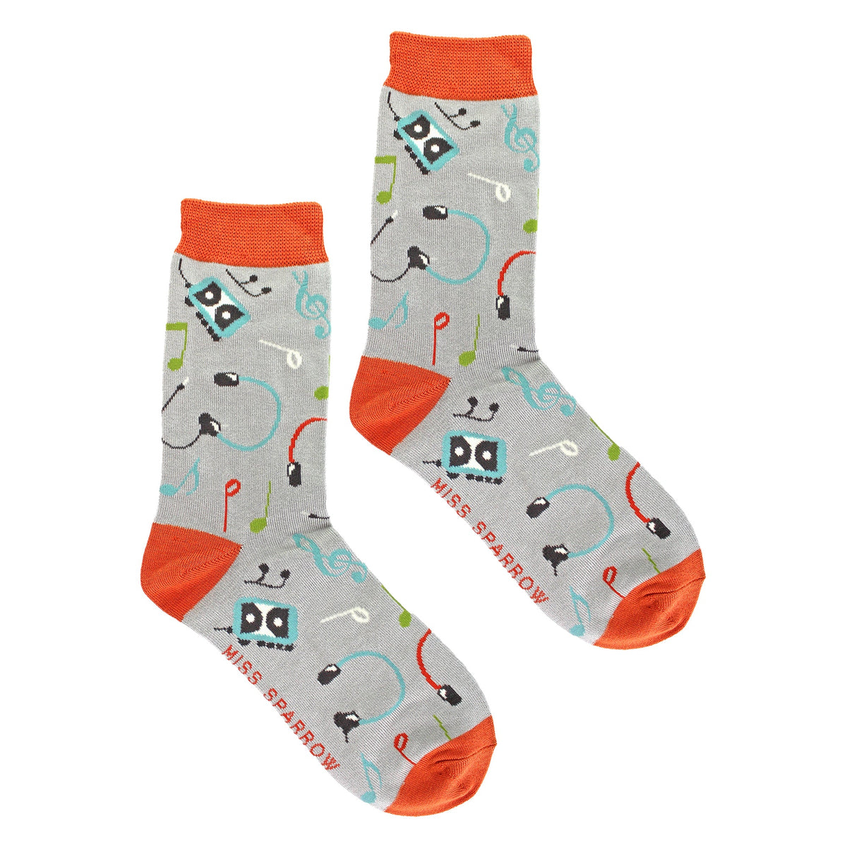 Ladies Retro Music Novelty Patterned Bamboo Socks