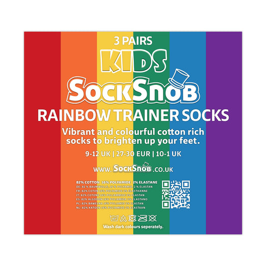 Kids Boys Girls Rainbow Trainer Cotton Socks Colourful Striped Socks