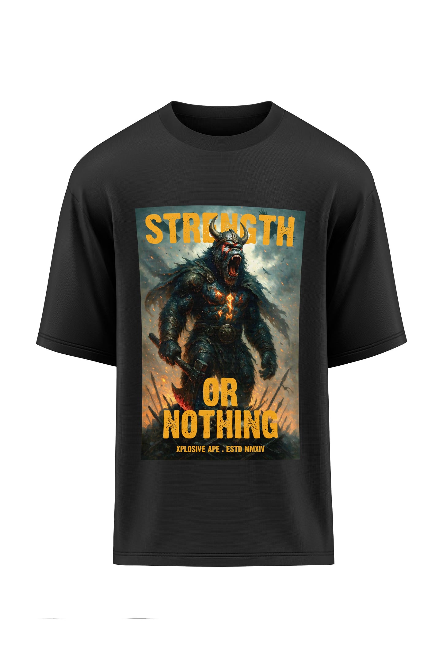 XAPE Strength Or Nothing Oversized Tee - Black Xplosive Ape