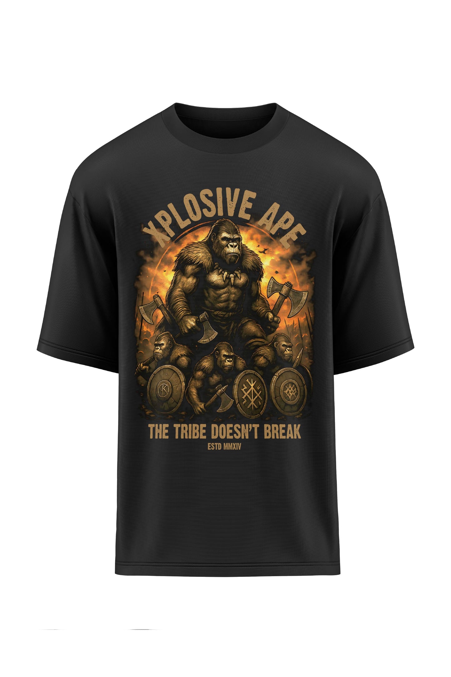 XAPE Tribe Doesn't Break Oversized Tee - Black Xplosive Ape
