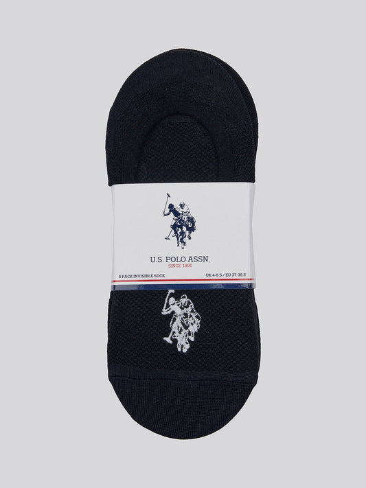 5 Pack Invisible Trainer Socks in Black