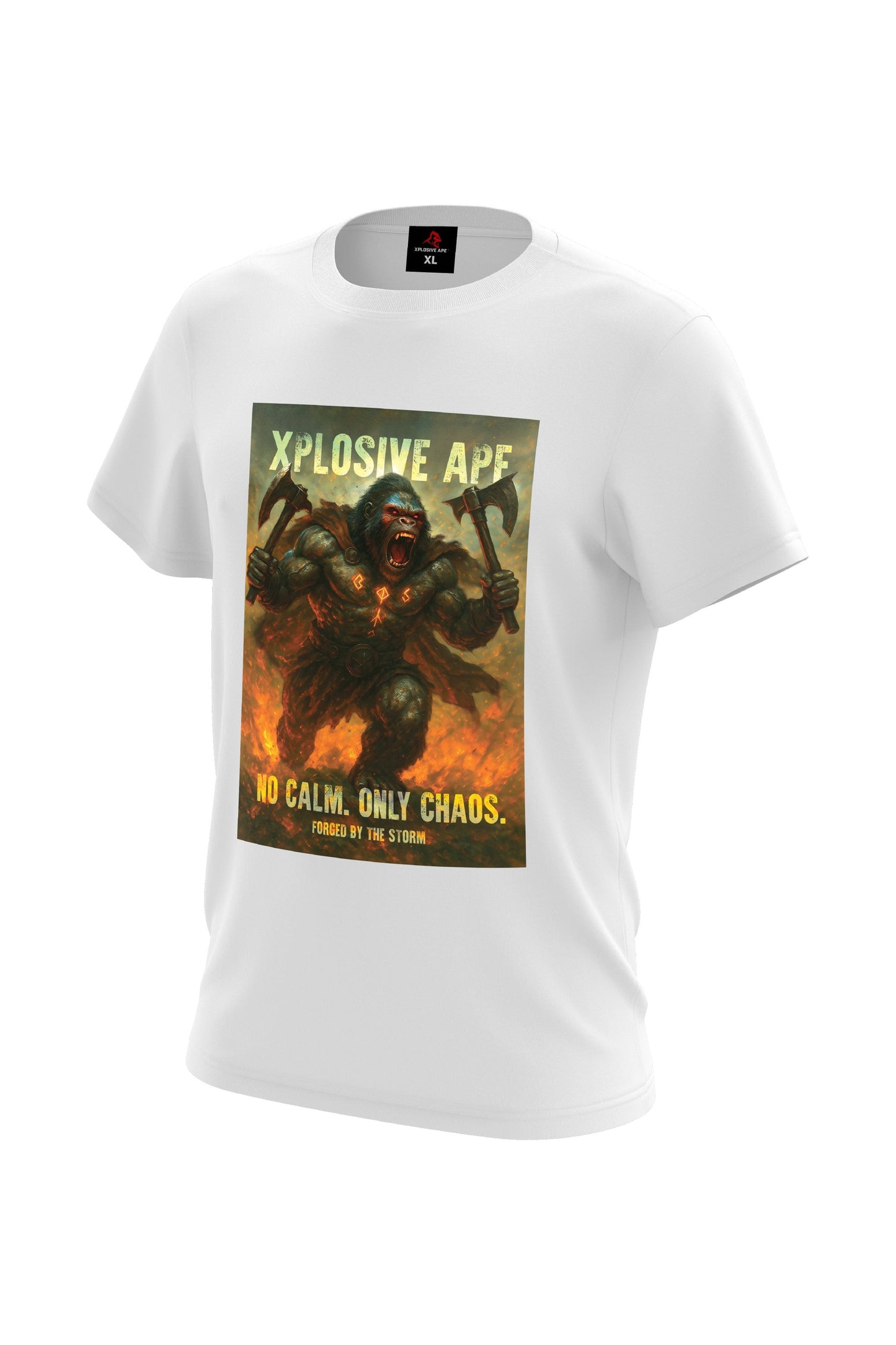 XAPE No Calm Only Chaos Tee - White Xplosive Ape