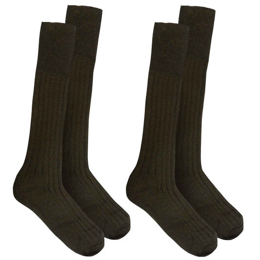 Pack of 2 Mens Heavy Duty Thermal Winter Boot Socks Warm Cotton Blend with Ankle and Arch Support Ideal for Outdoor Activities Hiking Camping Cold Weather UK 6-11 Black and Green Sock Stack