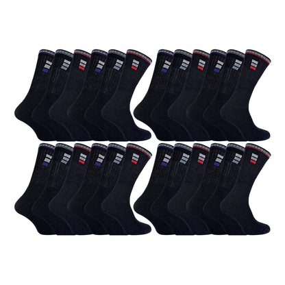 Mens Retro Stripe Cotton Sports Socks in White & Black (Multipack Options)