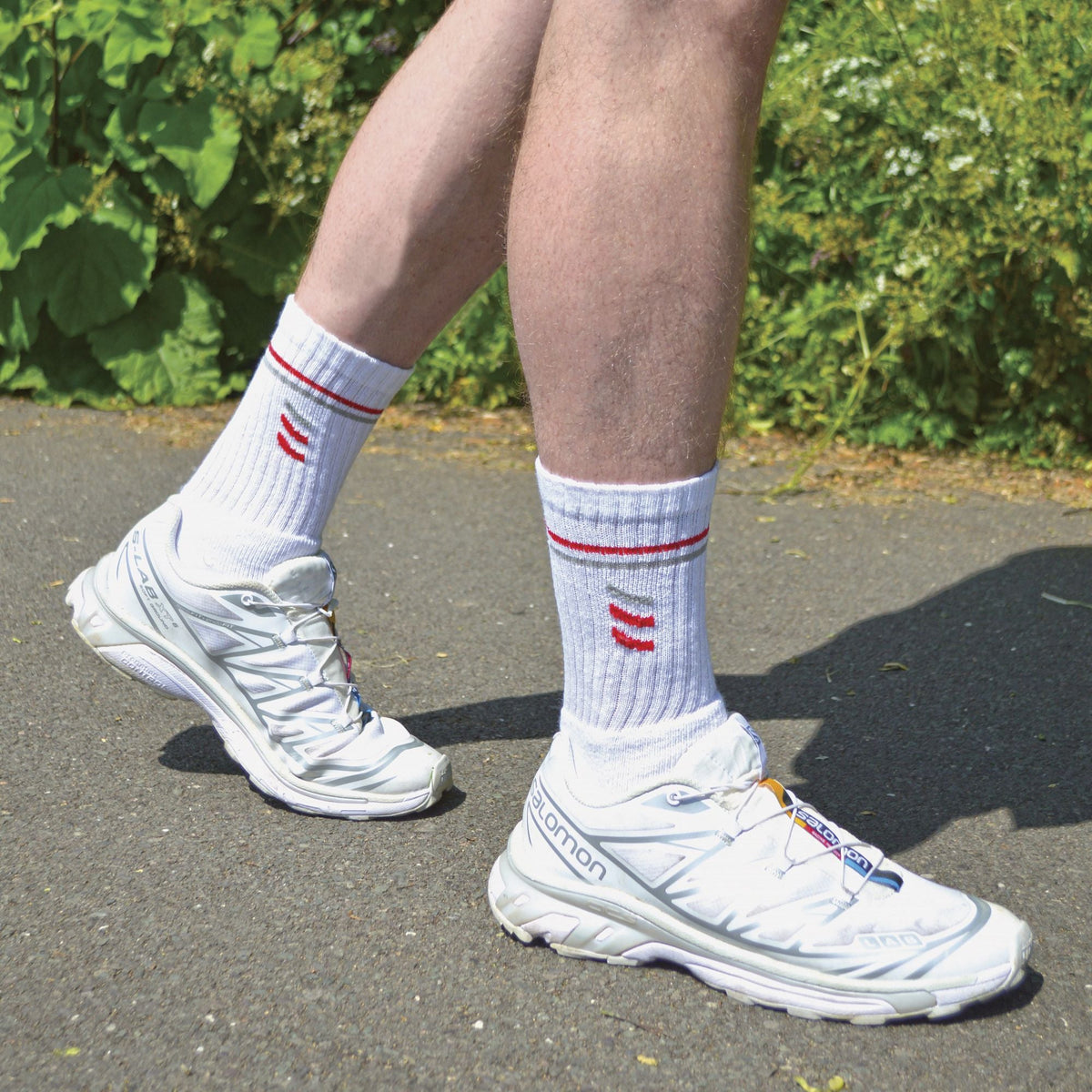Mens Retro Stripe Cotton Sports Socks in White & Black (Multipack Options)