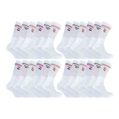 Mens Retro Stripe Cotton Sports Socks in White & Black (Multipack Options)