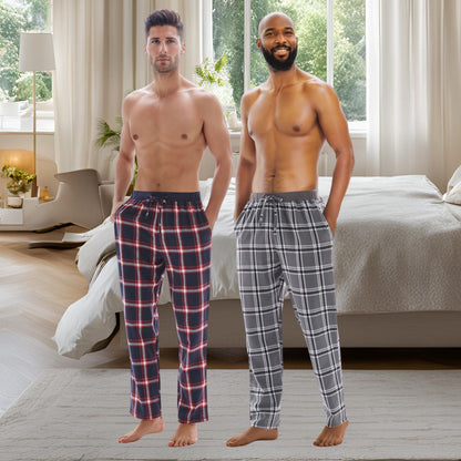 Men's Lightweight Cotton Flannel Pyjama Bottoms - Pack of 2