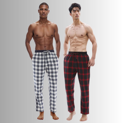 Men's Lightweight Cotton Flannel Pyjama Bottoms - Pack of 2