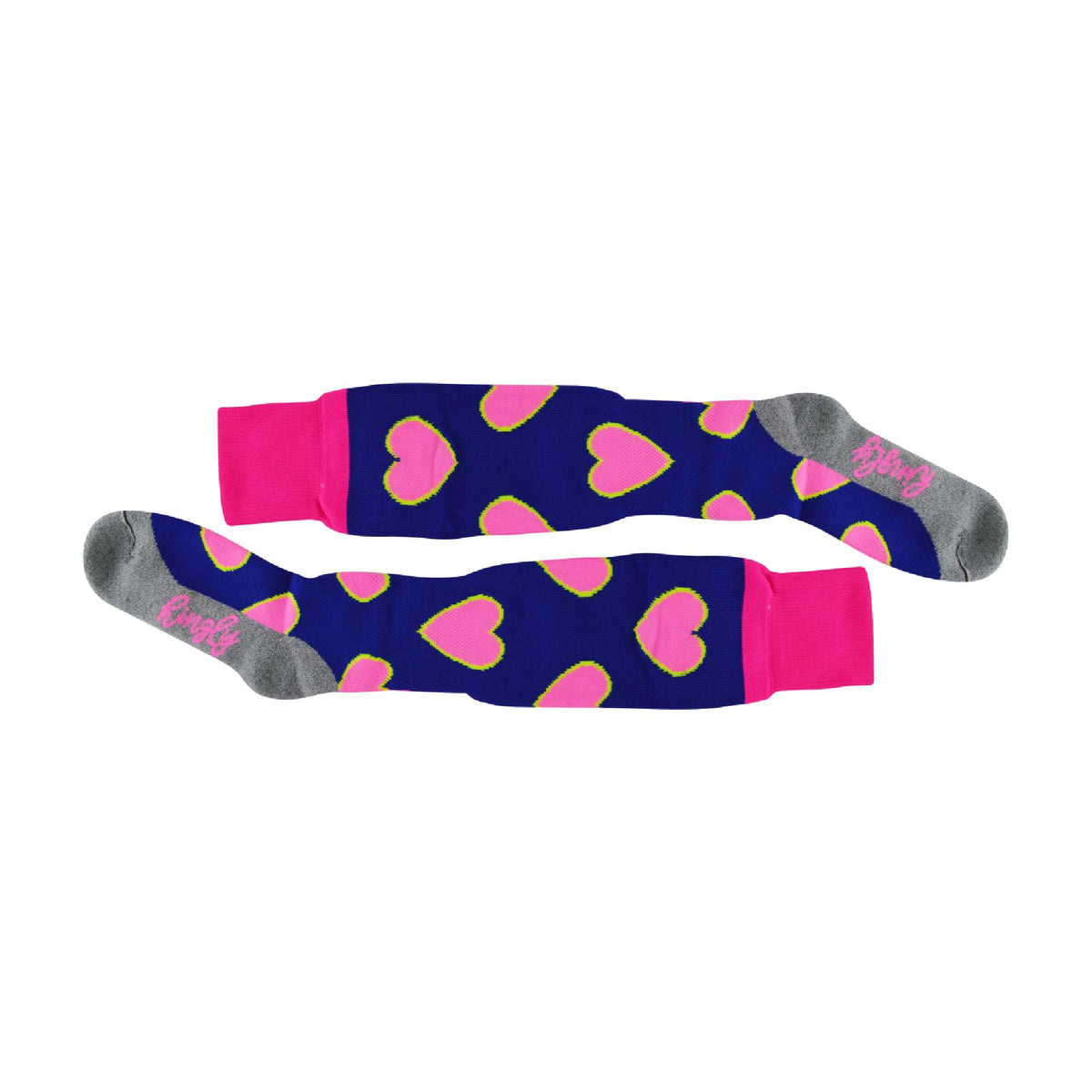 1 Pack Adults & Kids Knee High Patterned Hockey Socks - Pink / Blue Hearts