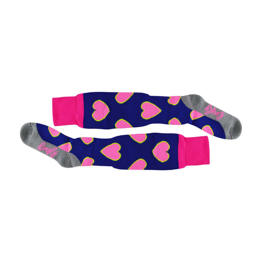 1 Pack Adults & Kids Knee High Patterned Hockey Socks - Pink / Blue Hearts