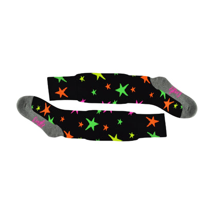 1 Pack Adults & Kids Knee High Fun Patterned Hockey Socks - Disco Stars