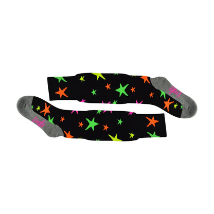 1 Pack Adults & Kids Knee High Fun Patterned Hockey Socks - Disco Stars
