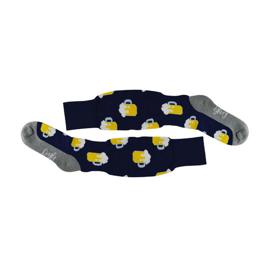 1 Pack Adults Knee High Fun Patterned Hockey Socks - Blue Beer