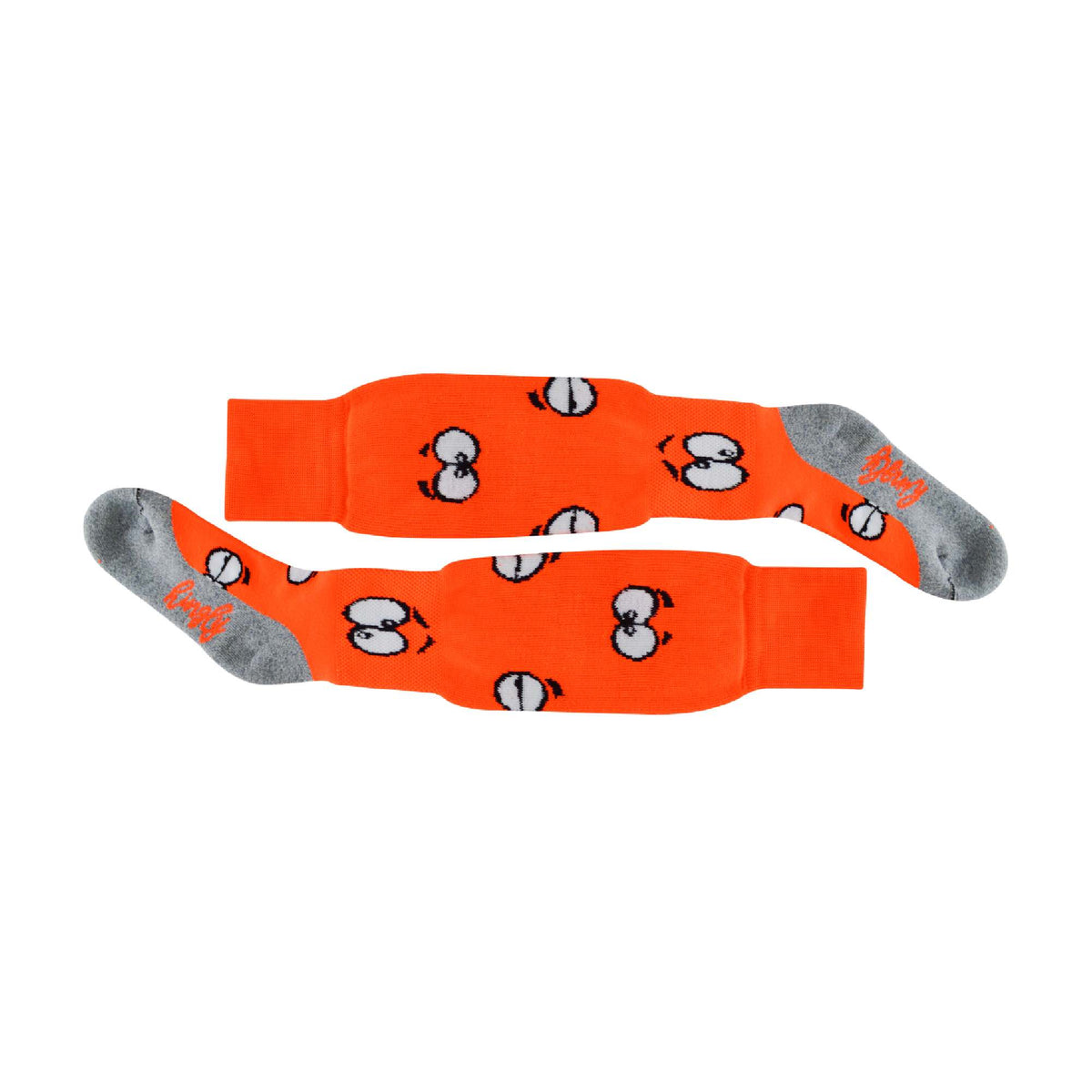 1 Pack Adults & Kids Knee High Fun Patterned Hockey Socks - Orange Eyes