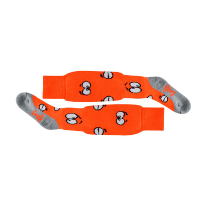 1 Pack Adults & Kids Knee High Fun Patterned Hockey Socks - Orange Eyes
