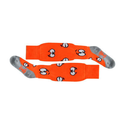 1 Pack Adults & Kids Knee High Fun Patterned Hockey Socks - Orange Eyes