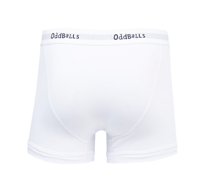 OddBalls Classic White - Mens Cotton Boxer Shorts
