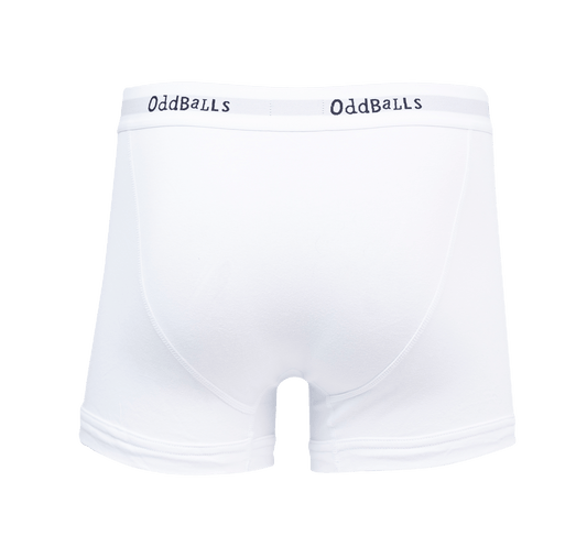OddBalls Classic White - Mens Cotton Boxer Shorts