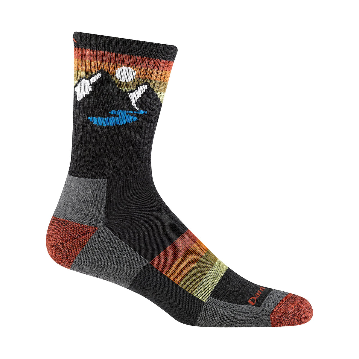 Mens Sunset Patterned Micro Crew Lightweight Hiking Seamless Merino Socks