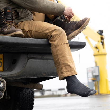 Mens Merino Wool Boot Midweight Rib-knit Durable Work Socks