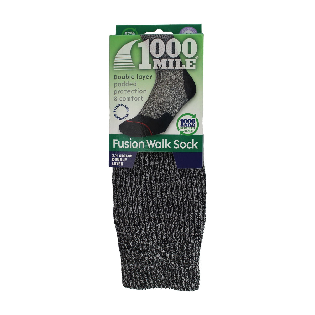 1 Pack Ladies Fusion Repreve Double Layer Socks