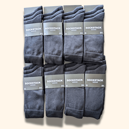 24 Pairs Men's Soft Cotton Colourful Heel Toe Black Argyle Diamond Easycare Comfortable Shoe Socks Flat Toe Seam Durable Work School Business Wear UK 6-11 by Sock Stack