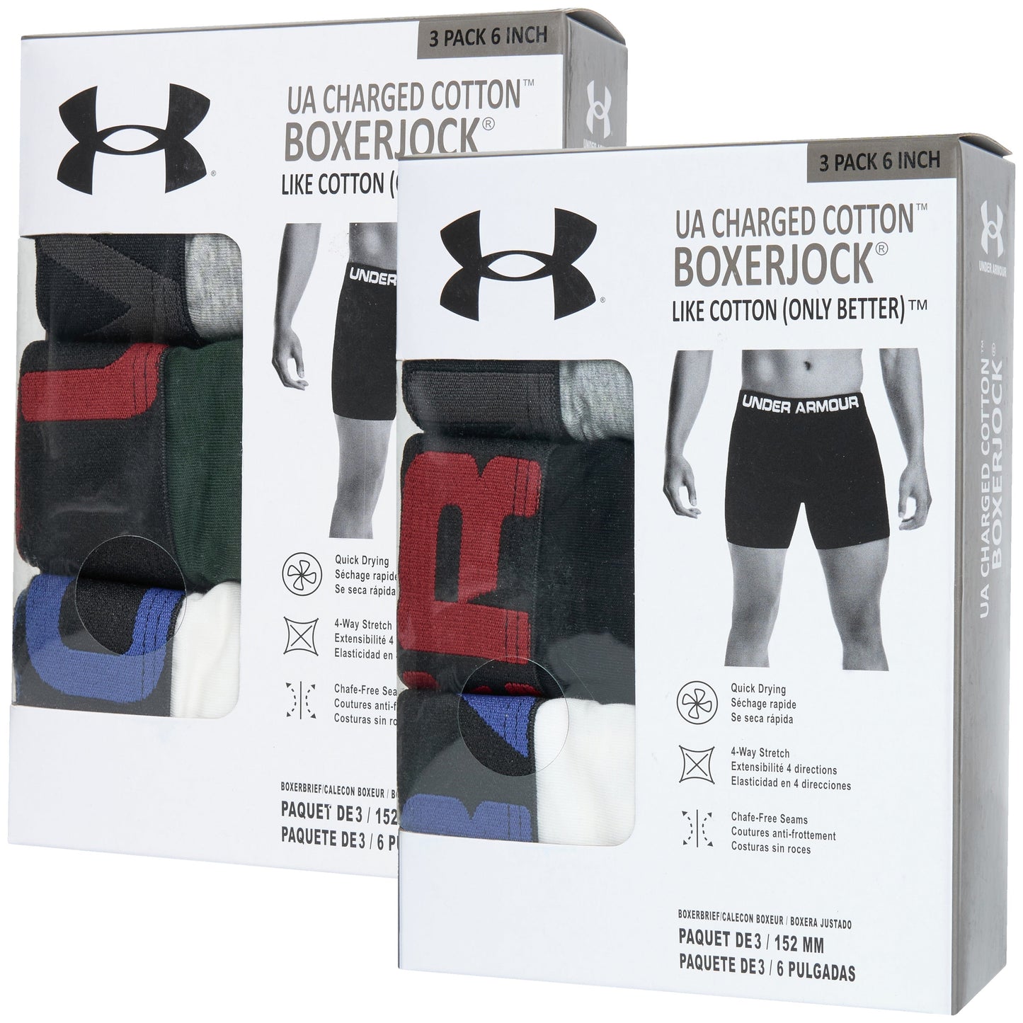Under Armour 6" Charged Cotton 3 Pack Boxerjocks