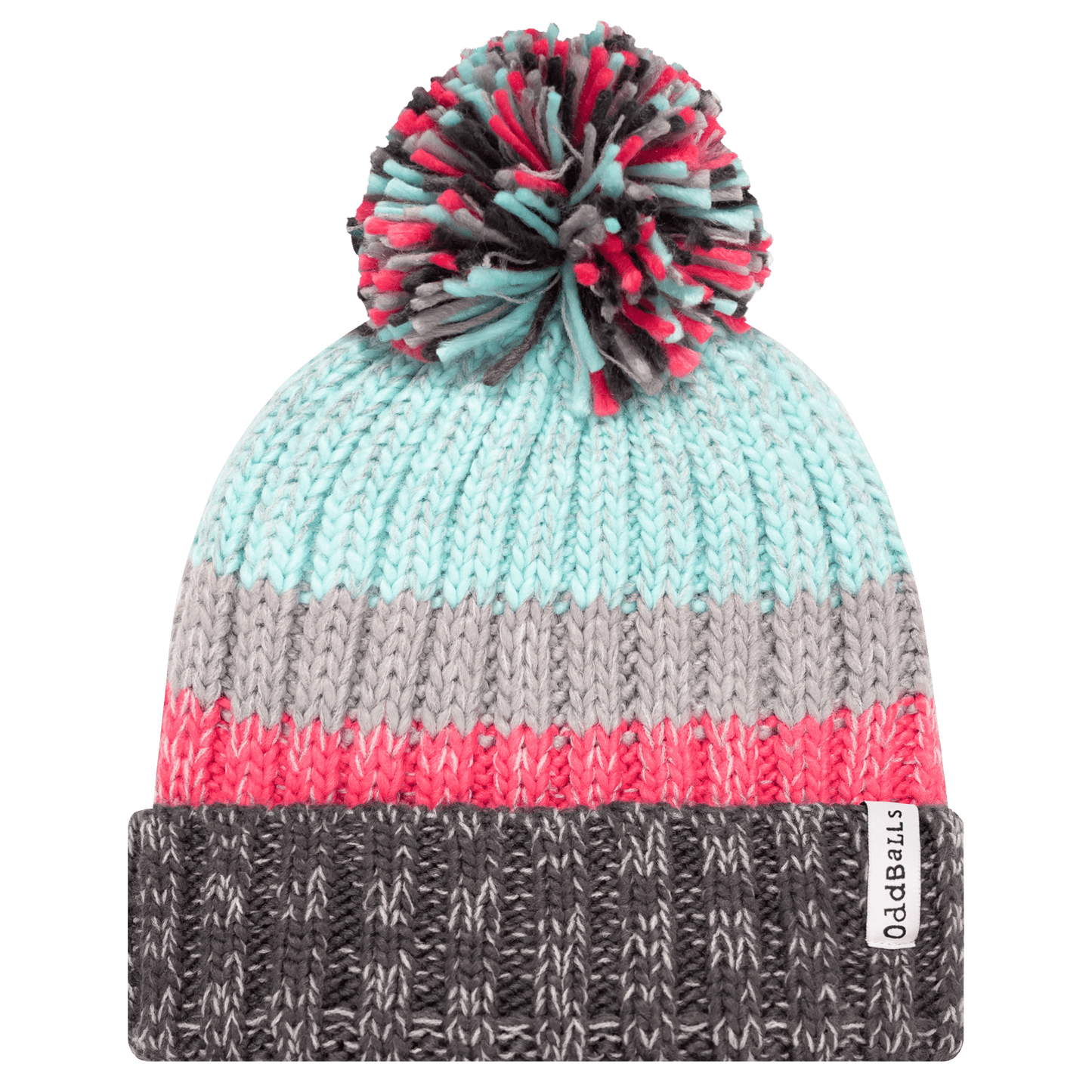 OddBalls Charcoal | Mint | Pink | Grey - Knitted Bobble Hat