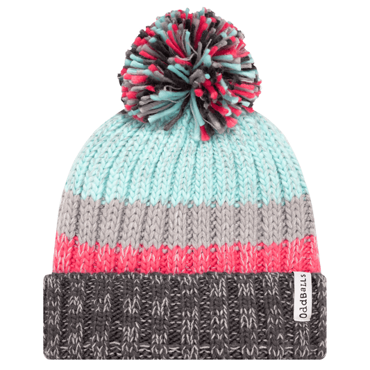 OddBalls Charcoal | Mint | Pink | Grey - Knitted Bobble Hat