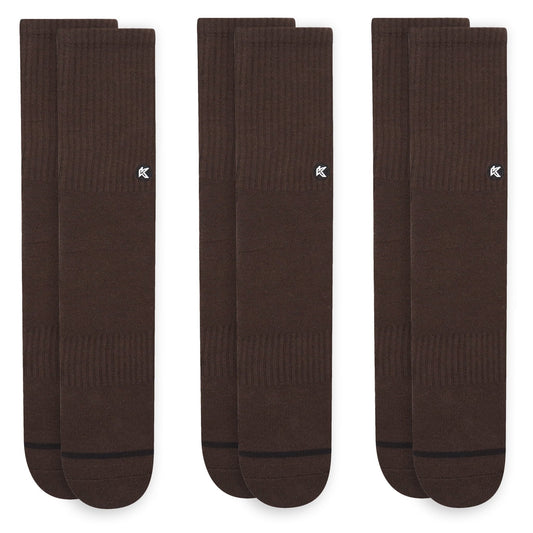 3 Pack Mocha Crew Sock