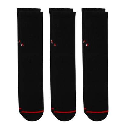3 Pack Solid Black Crew Sock