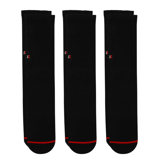 3 Pack Solid Black Crew Sock