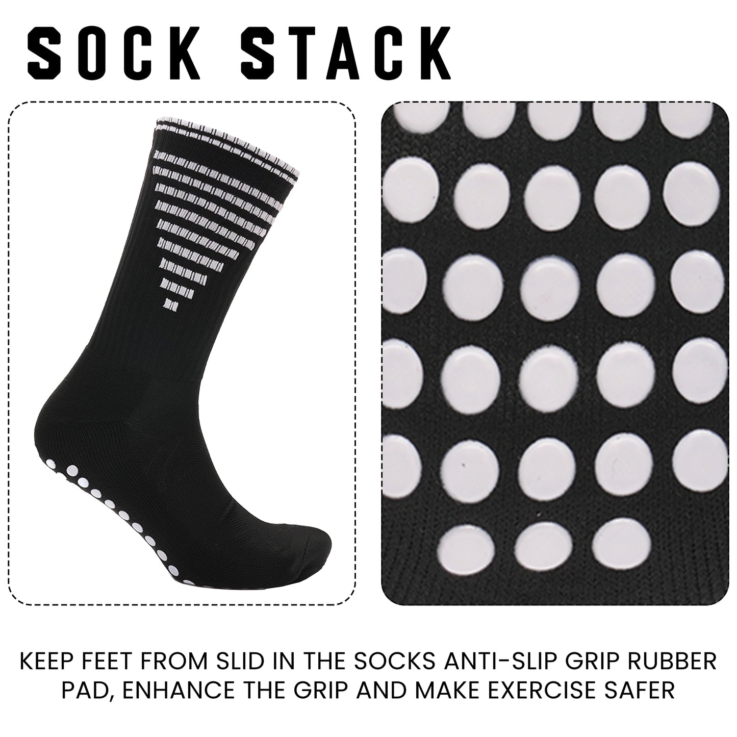 3 Pairs Black Anti Slip Football Grip Socks for Men Sports Socks for Gym Running Yoga Trekking Hiking by  Sock Stack