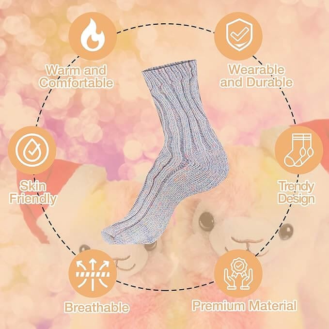 3 Pairs Womens Natural Thermal Alpaca Wool Socks Ultra Soft Warm Winter Boot Socks Non Slip Grippers Cute Nordic Designs Sizes UK 4-7 Daisy Dreamer
